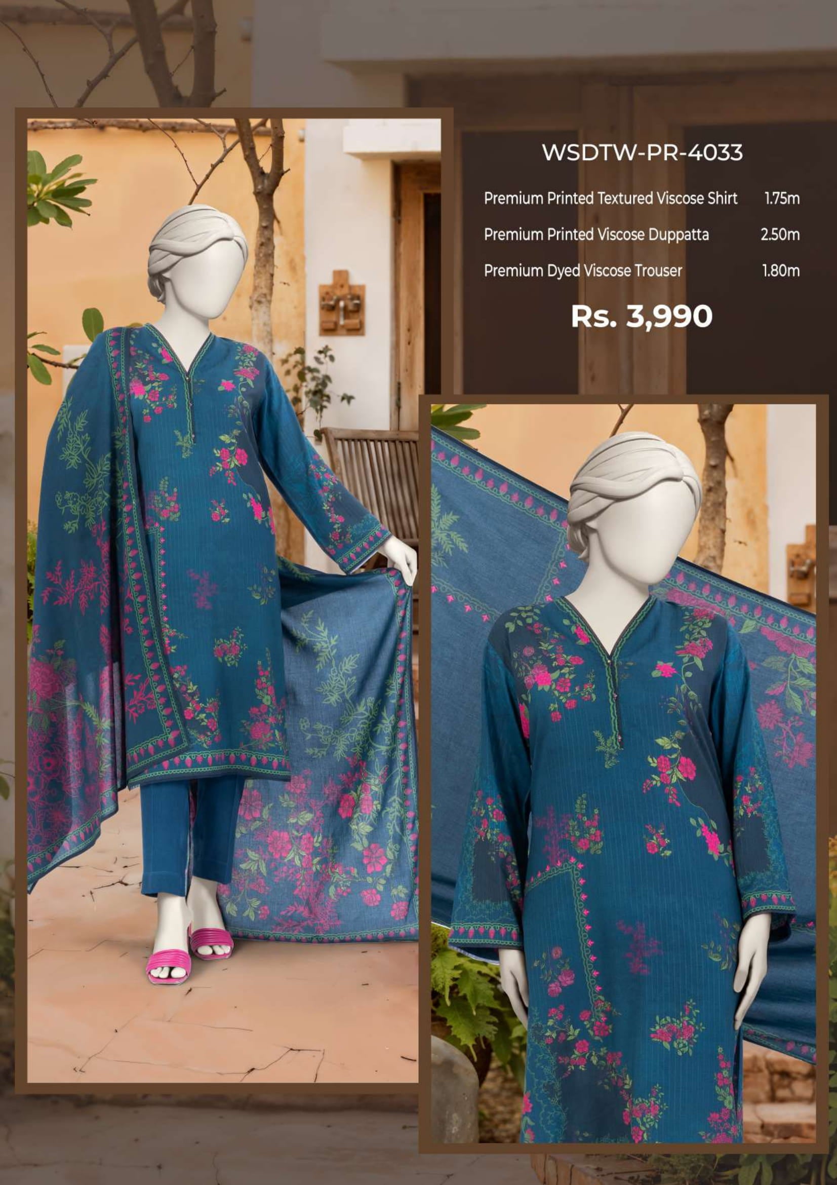 MTJ leelan vascose 3 Piece Suit – Top, Bottom & Dupatta