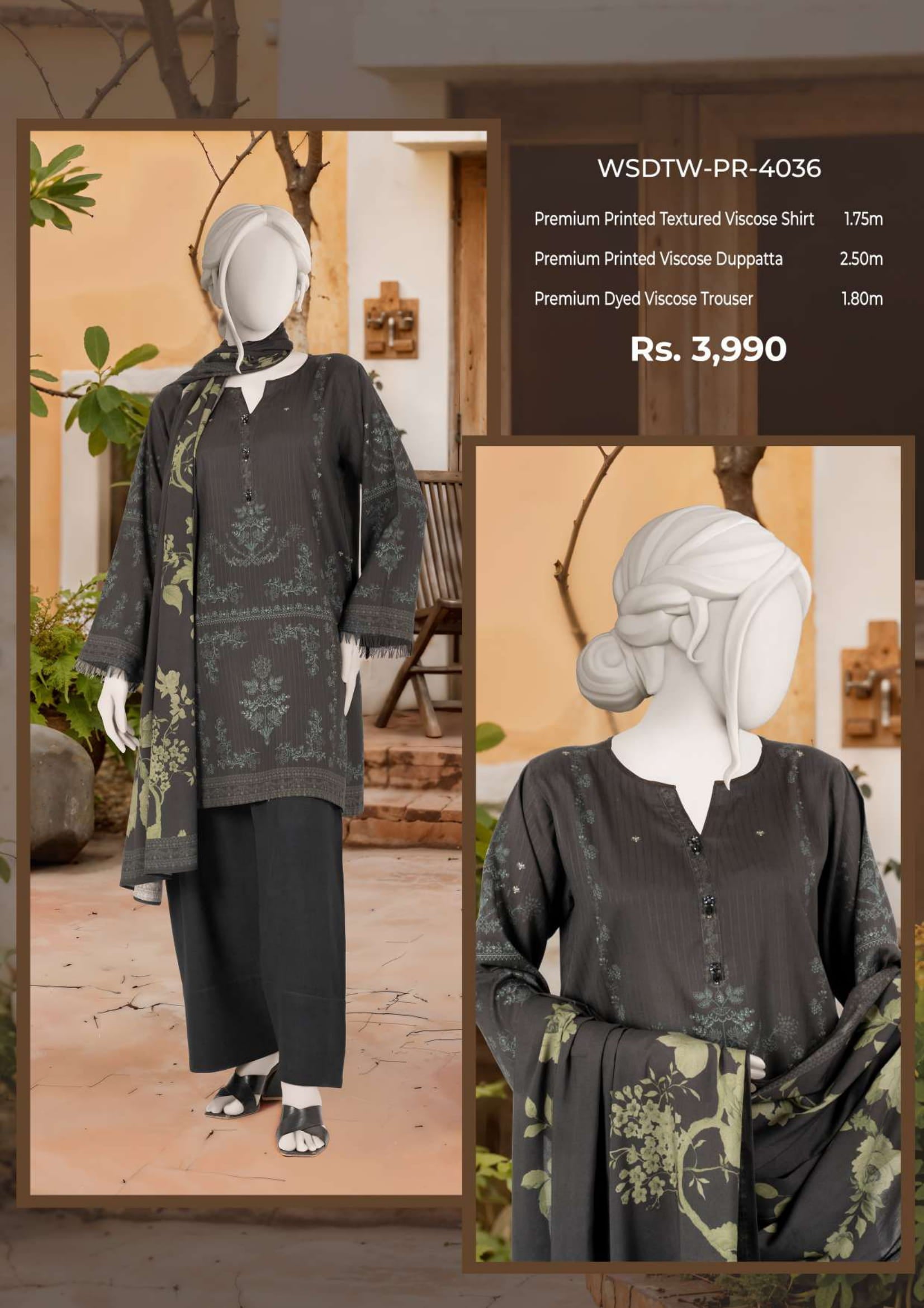 MTJ leelan vascose 3 Piece Suit – Top, Bottom & Dupatta