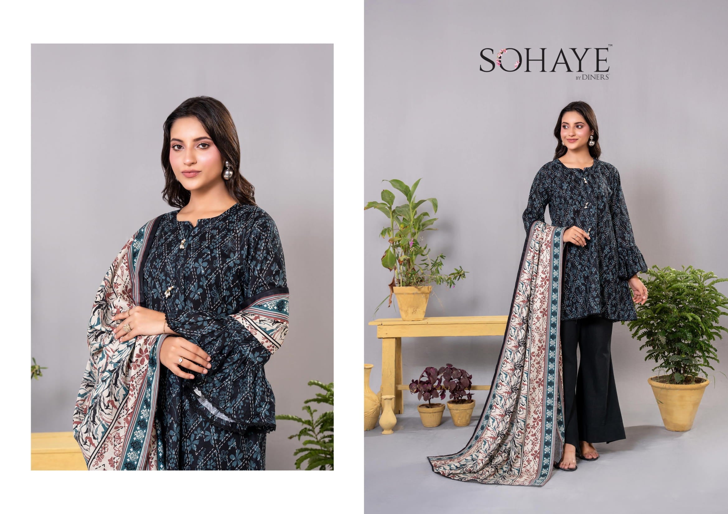 Sohaye Khaddar Unstitched 3 Piece Suit – Top, Bottom & Dupatta