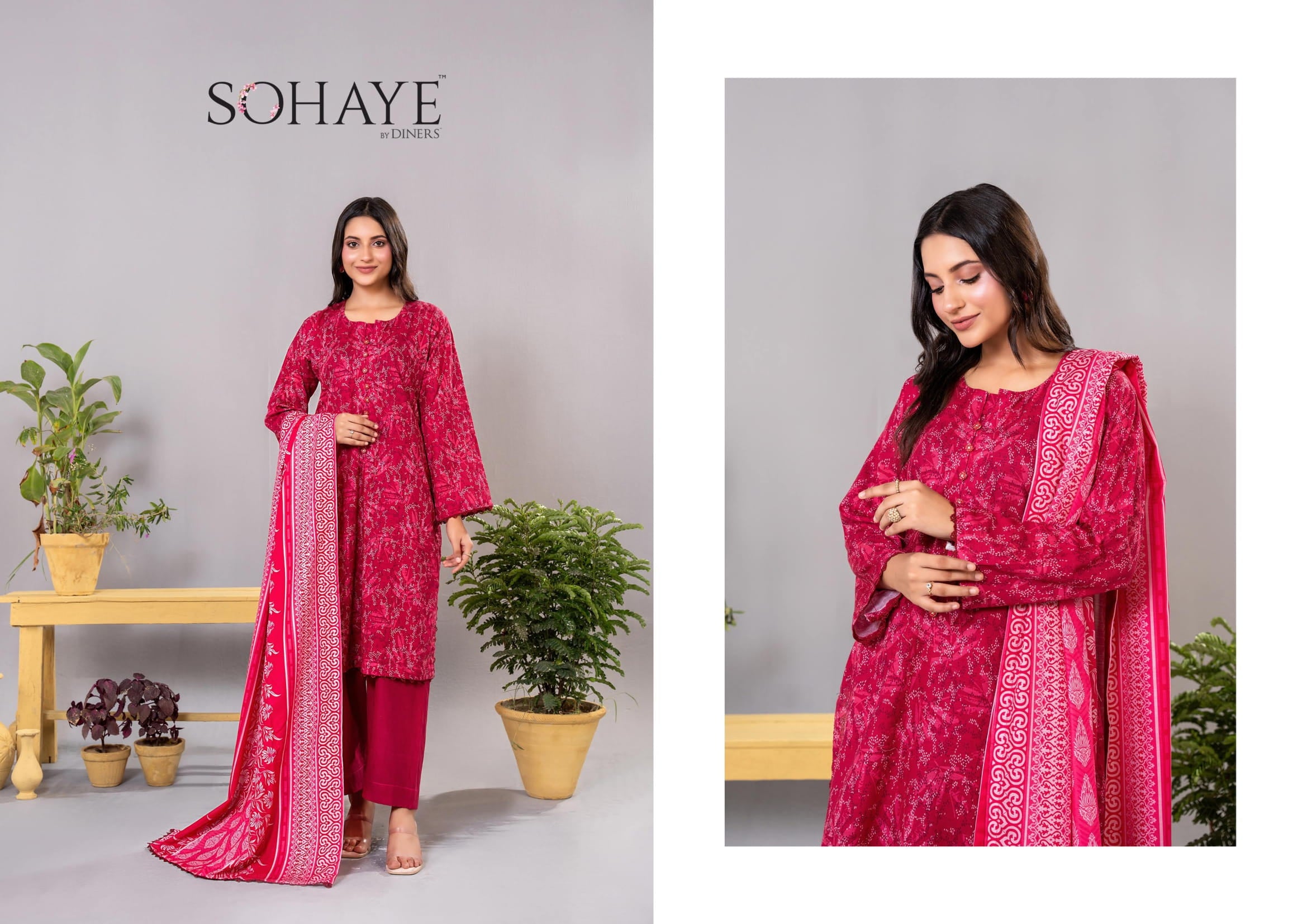 Sohaye Khaddar Unstitched 3 Piece Suit – Top, Bottom & Dupatta