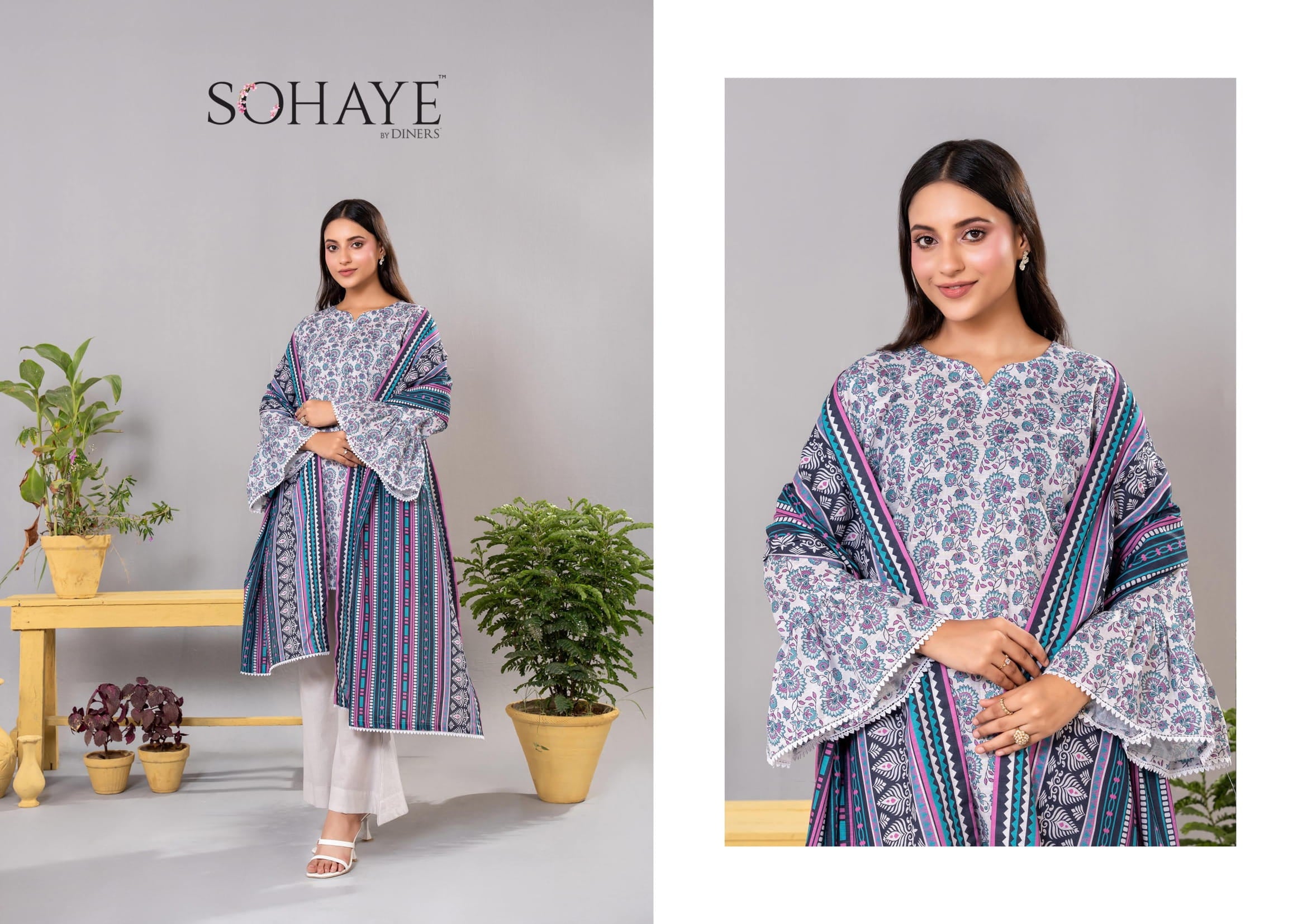 Sohaye Khaddar Unstitched 3 Piece Suit – Top, Bottom & Dupatta