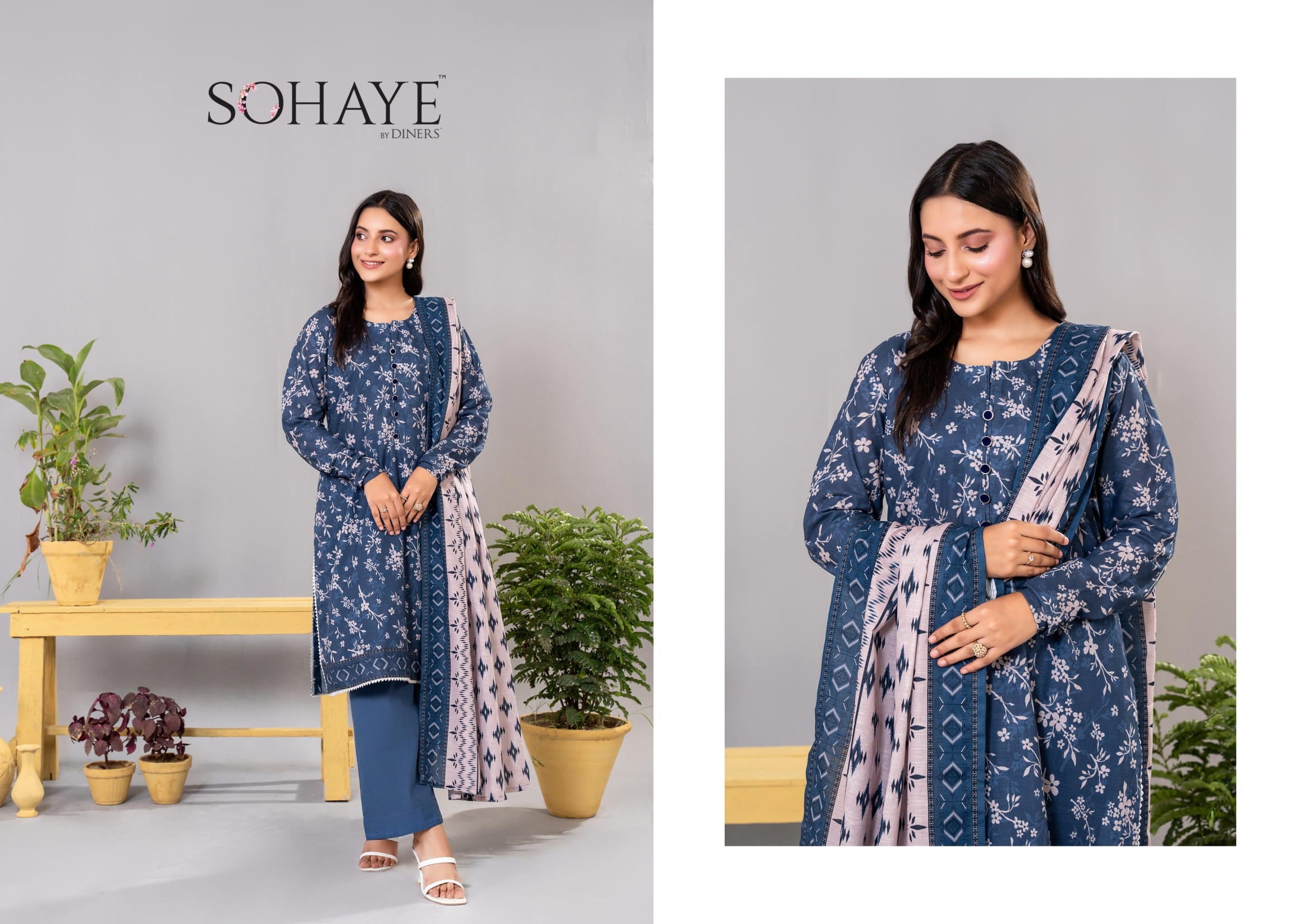Sohaye Khaddar Unstitched 3 Piece Suit – Top, Bottom & Dupatta