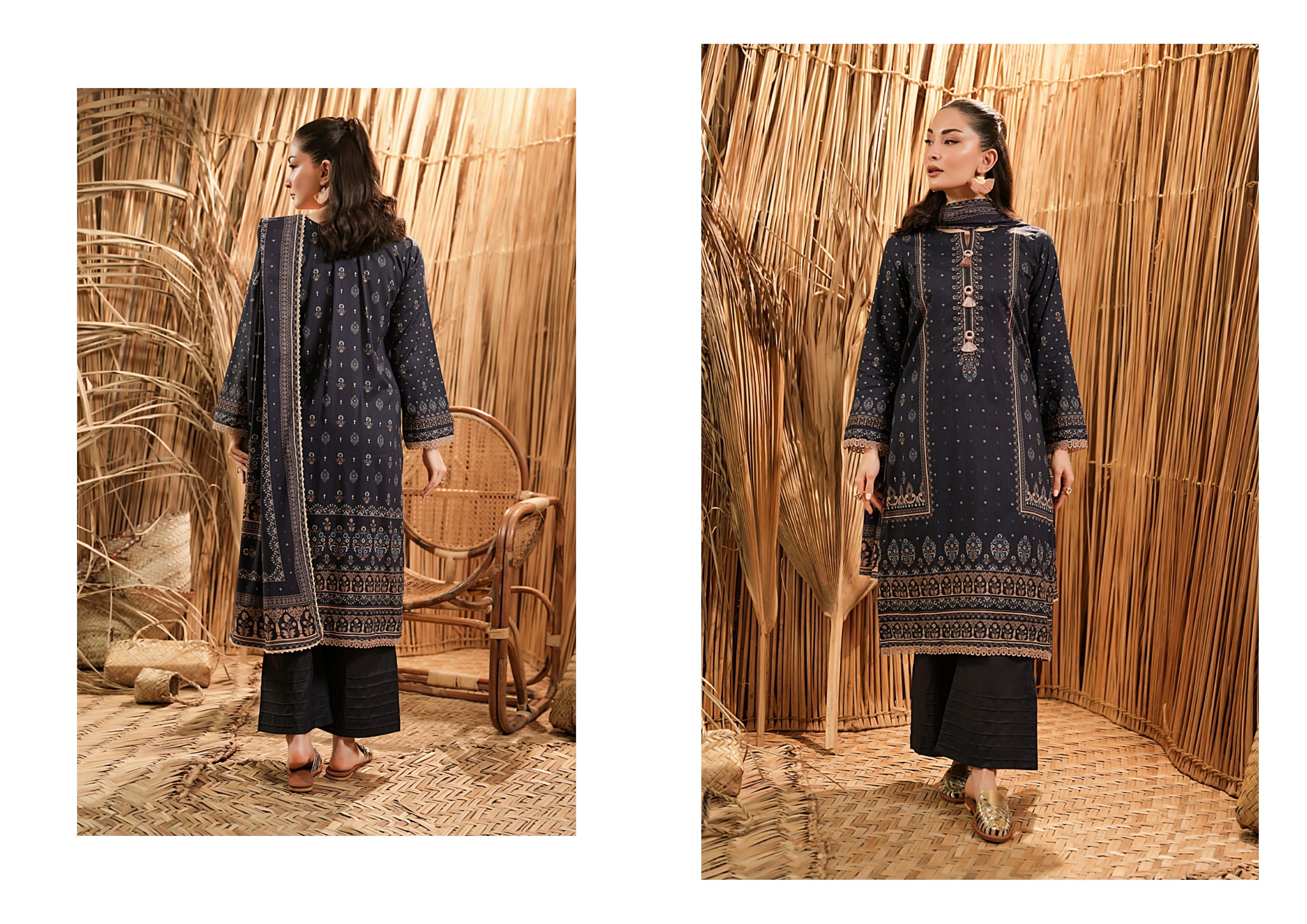 Salina Linen 3 Piece Suit – Shirt, Trouser & Dupatta