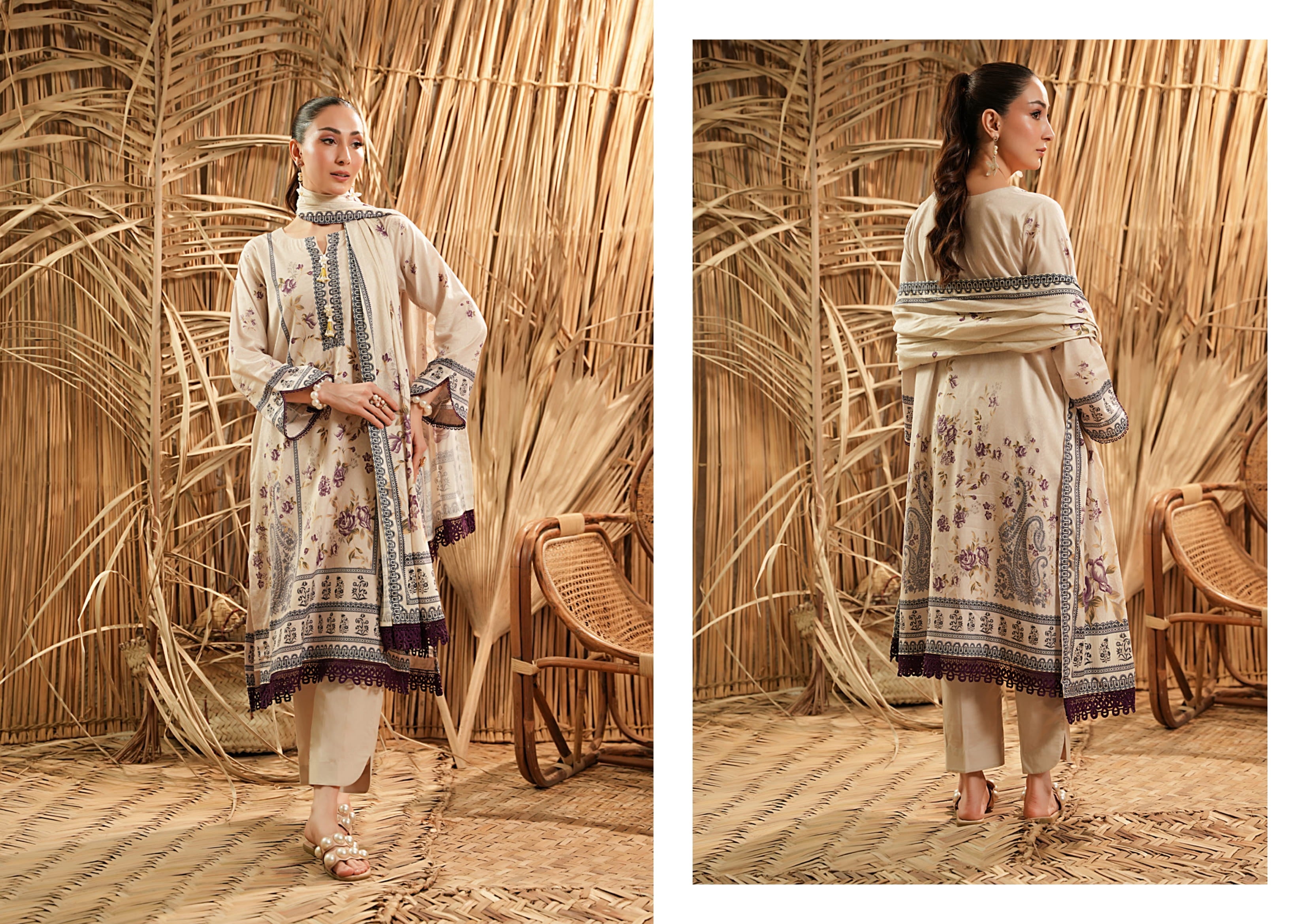 Salina Linen 3 Piece Suit – Shirt, Trouser & Dupatta