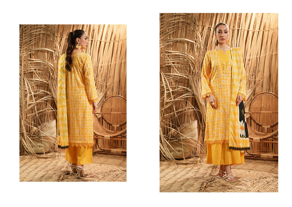 Salina Linen 3 Piece Suit – Shirt, Trouser & Dupatta