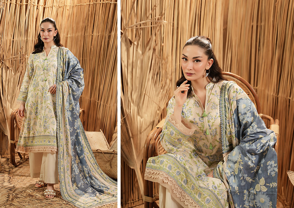 Salina Linen 3 Piece Suit – Shirt, Trouser & Dupatta