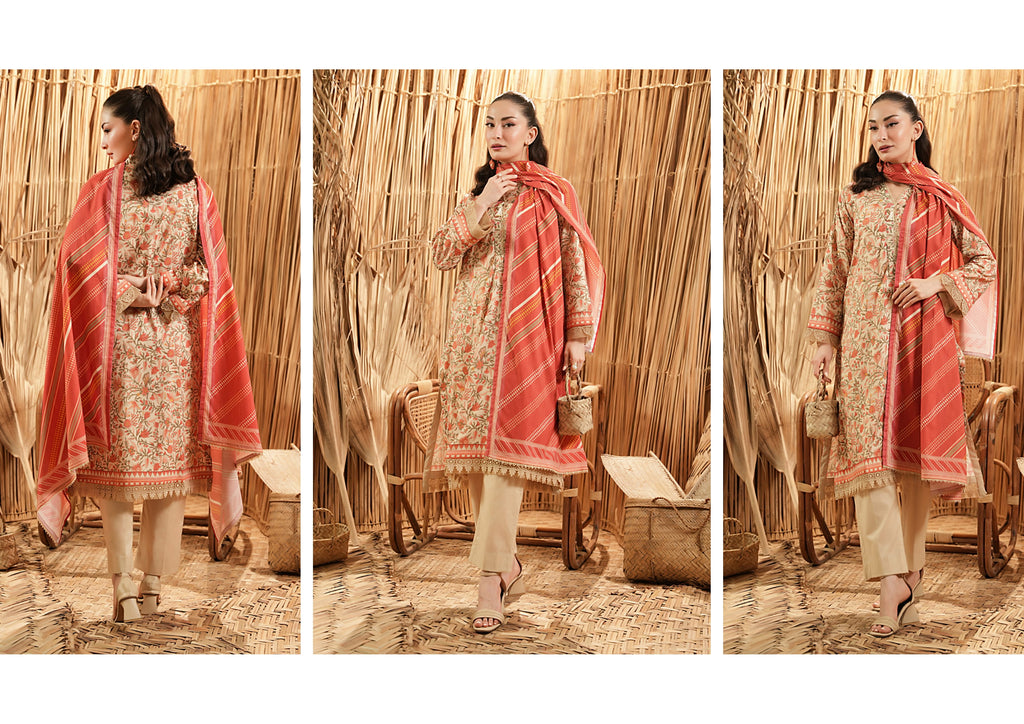 Salina Linen 3 Piece Suit – Shirt, Trouser & Dupatta