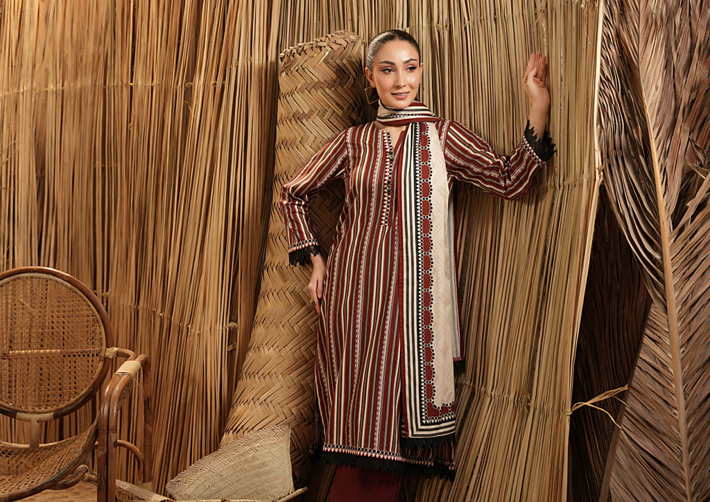 Salina Linen 3 Piece Suit – Shirt, Trouser & Dupatta