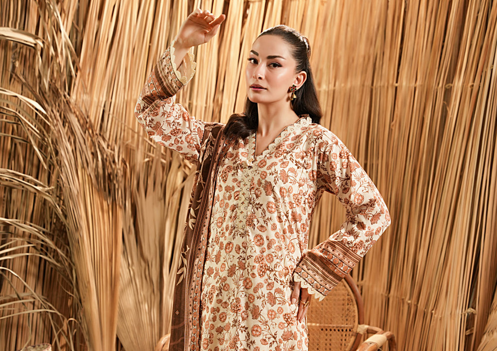 Salina Linen 3 Piece Suit – Shirt, Trouser & Dupatta