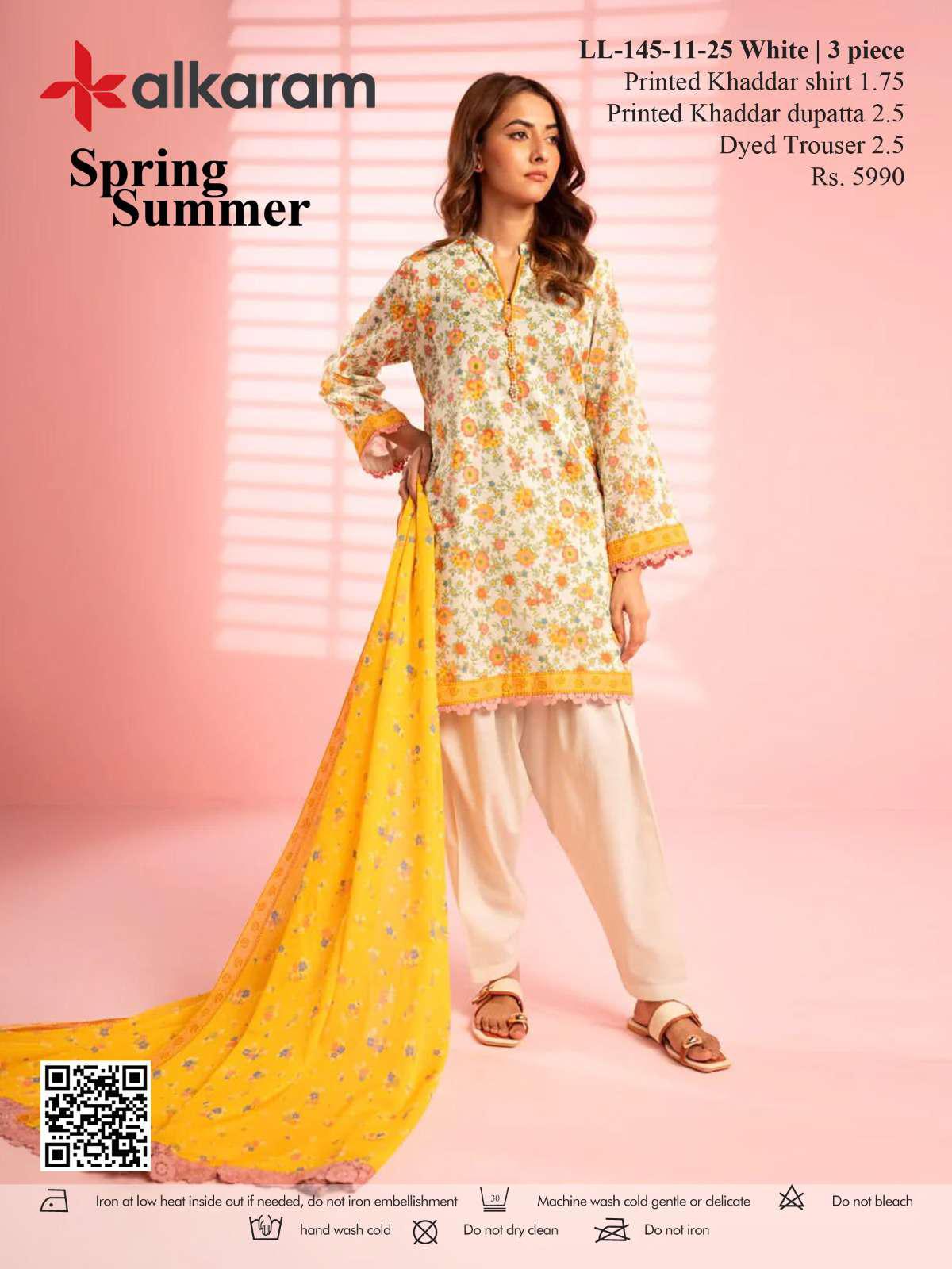 Al Karam Khaddar 3 Piece Suit LL1451125 – Top, Bottom & Dupatta