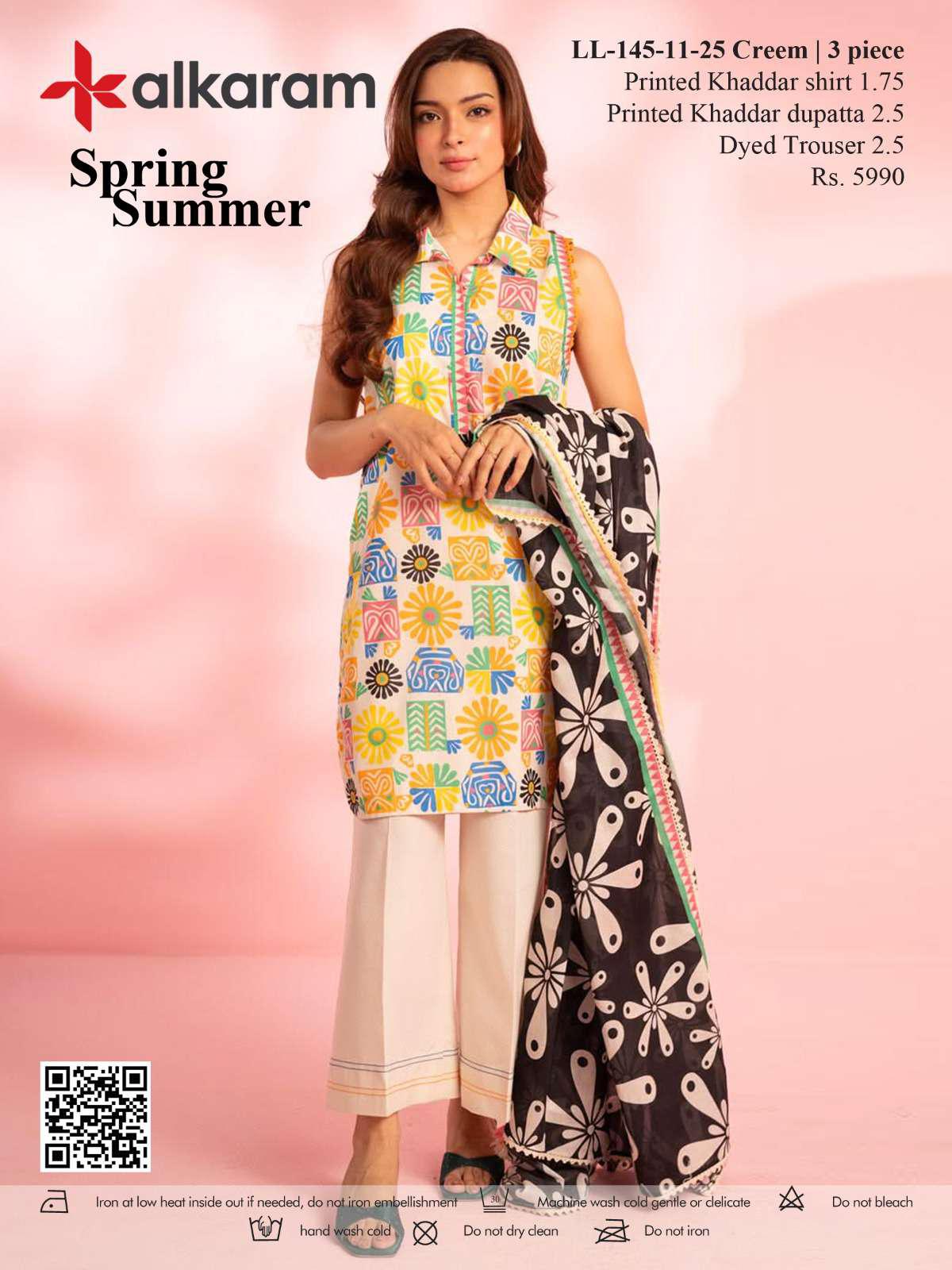 Al Karam Khaddar 3 Piece Suit LL1451125– Top, Bottom & Dupatta